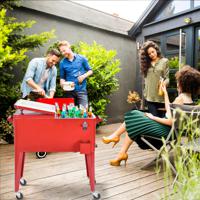 Isothermische Trolley op Wielen 76 Liter Koelbox op Wielen voor Drank Ijs Bier Isothermische Trolley op Wielen met Flesopener voor Feestjes - thumbnail