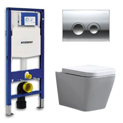 Geberit UP 100 Toiletset - Inbouw WC Hangtoilet Wandcloset - Alexandria Delta 21 Glans Chroom