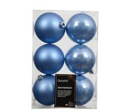 Kerstballen, kunststof, 8 cm, 6 stuks, klassiek en onbreekbaar, kerstboomballen voor Kerstmis, kerstboomversiering en kerstboomversiering, hemelsblauw