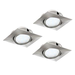 Eglo Led plafondspot Pineda Square (3x) 3x6w - 3000K - 8,4cm nikkel 95846