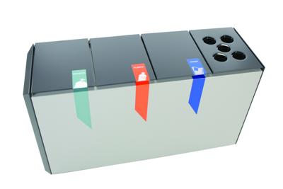 Recycling afvalbak RecycloStar 4 met bekerinzet, 4x55 liter (VB708376)