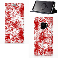 Mobiel BookCase Samsung Galaxy S9 Angel Skull Rood