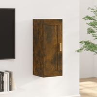 Wandkast 35x34x90 cm bewerkt hout gerookt eikenkleurig