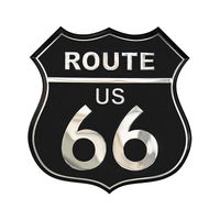 Aluminium Embleem/Logo - ROUTE 66 - Black - 8x8cm AV233351