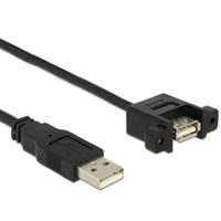 Delock Kabel USB 2.0 A stekker > USB 2.0 A-aansluiting voor inbouw 1 m zwart