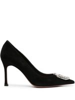 Amina Muaddi escarpins Camelia 90 mm en daim - Noir