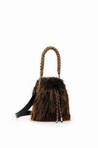 Kleine bucket bag van imitatiebont - BROWN - U