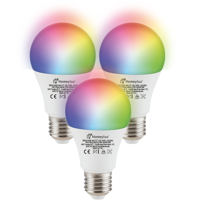 Set van 3 E27 SMART LED Lampen RGBWW Wifi 7 Watt 470lm Dimbaar