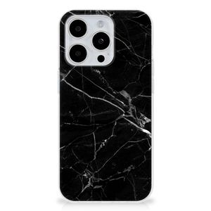 iPhone 15 Pro Max TPU Siliconen Hoesje Marmer Zwart - Origineel Cadeau Vader