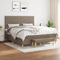 vidaXL Boxspring met matras stof taupe 180x200 cm