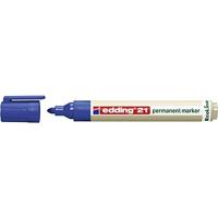 edding 21 Ecoline permanent marker - blauw - 1 stift - ronde punt 1,5-3 mm - sneldrogende permanent marker - watervast en wrijfvast - voor karton, kunststof, hout, metaal - universele marker