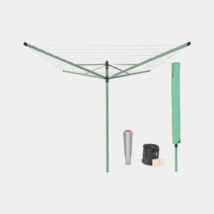 Brabantia Lift-o-Matic droogmolen 50 meter met grondanker, beschermhoes, wasknijpertasje en wasknijpers - Leaf Green