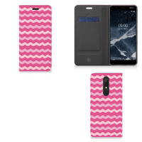 Nokia 5.1 (2018) Hoesje met Magneet Waves Pink