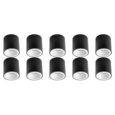 Opbouwspot 10 Pack - Pragmi Cliron Pro - GU10 Fitting - Opbouw Rond - Mat Zwart/Wit - Aluminium - Verdiept - Ø90mm Opbouwspot 10 Pack - Pragmi Cliron Pro - GU10 Fitting - Opbouw Rond - Mat Zwart/Wit - Aluminium - Verdiept - Ø90mm