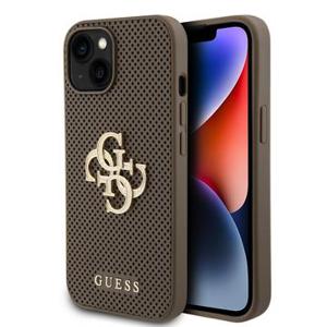 iPhone 15 Guess Geperforeerd 4G Glitter Logo Cover - Taupe