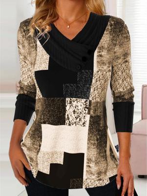 Casual Plaid Cross Neck Loose T-Shirt