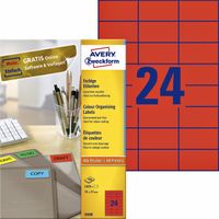 Etiket Avery Zweckform 3448 70x37mm rood 2400stuks - thumbnail