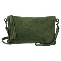 Charm Suède Clutch / Avondtasje Donker Groen