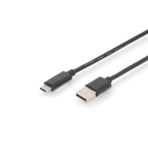 Digitus USB-kabel USB 2.0 USB-C stekker, USB-A stekker 3.00 m Zwart Afgeschermd (dubbel), Stekker past op beide manieren AK-300148-030-S