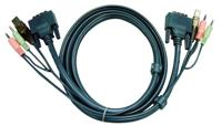 ATEN 2L-7D02U KVM-kabel, DVI-D (enkele link), USB, audio, zwart, 1,8 m