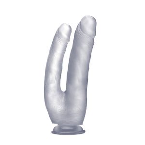 Realistic Double Cock - 10 Inch - Translucent