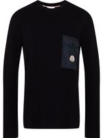 Moncler pull nervuré à patch logo - Bleu - thumbnail