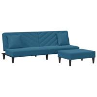 vidaXL 2-delige Loungeset met kussens fluweel blauw, bank, 3zitsbank, drie zits bank, zitbank, 3 zits bank, 3 zits bank met hocker, 2 en 3 zits bank