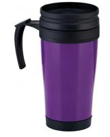 TOM reisbeker 450 ml polypropeen 16,2 cm zwart/paars 2-delig