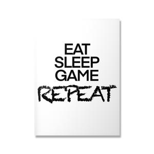 Poster - EAT SLEEP GAME REPEAT / Zwart en Wit