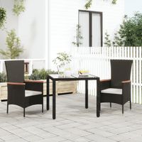 Tuinstoelen 2 st met kussens poly rattan zwart - thumbnail