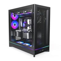 MONTECH HS01 PRO, ATX Mid-Tower PC Case, Gaming PC, High-Airflow, Reversible Layout, Mesh Front Panel, 5X ARGB PWM Fan Pre-Installed, Sink-in Design, Toolless Panels, Black