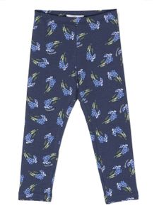 Monnalisa legging en coton stretch à fleurs - Bleu