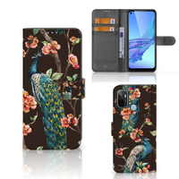 OPPO A53 | OPPO A53s Telefoonhoesje met Pasjes Pauw met Bloemen