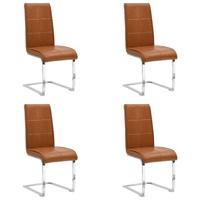 Vidaxl Eetkamerstoelen 4 St Kunstleer Glanzend Bruin