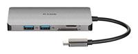 D-Link DUB-M810 8-in-1 USB-C Hub (docking station, ondersteunt Windows, Mac OS X, Linux HDMI/Kaartlezer/RJ45/USB 3.0/USB C), 8-in-1 (HDMI/Kaartlezer/RJ45/USB 3.0/USB C), Zilver