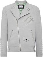 Philipp Plein veste de moto Gothic Plein en cuir - Gris