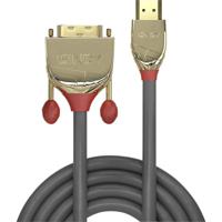 LINDY 36198 HDMI-kabel HDMI / DVI Adapterkabel HDMI-A-stekker, DVI-D 18+1-polige stekker 10.00 m Grijs - thumbnail