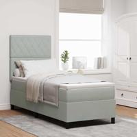 vidaXL Boxspringbed met matras en LED fluweel lichtgrijs 80x200 cm