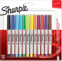 Sharpie permanente marker, extra fijn, blister van 12 stuks in geassorteerde kleuren