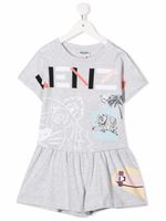 Kenzo Kids combishort en coton biologique à imprimé graphique - Gris