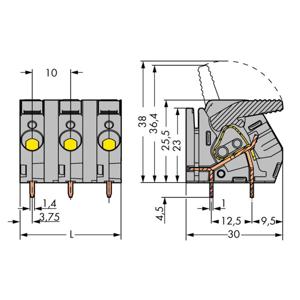 WAGO 2706-259 Veerkrachtklemblok 6.00 mm² Aantal polen 9 Grijs 10 stuk(s)