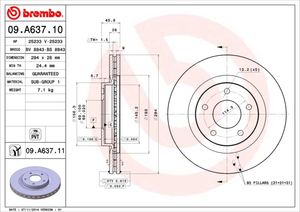 Remschijf BREMBO, Remschijftype: Binnen geventileerd, u.a. für Dodge, Chrysler, Jeep, Lancia