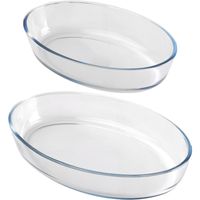 Ovenschaal set 2-delig - ovaal - glas - 2,4 en 4L