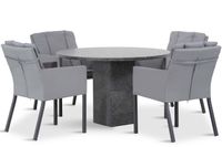 Lifestyle Parma/Graniet 120 cm rond dining tuinset 5-delig