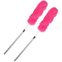 Set van 2x stuks plumeau/duster microvezel met telescoopsteel 75 - 150 cm roze - thumbnail