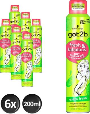 Schwarzkopf Got2b Fresh & Fabulous Extra Fresh Droogshampoo - Voordeelverpakking 6x200ml