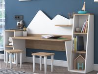 Bureau DIDDY 120 cm wit/walnoot met krukjes