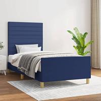vidaXL Bedframe met hoofdeinde stof blauw 100x200 cm