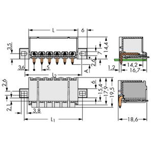 WAGO 2092-1422/005-000 Male behuizing (board) 2092 Totaal aantal polen: 2 Rastermaat: 5 mm Inhoud: 200 stuk(s)