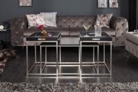 Salontafel Liverpool set van 3 zwart dienblad